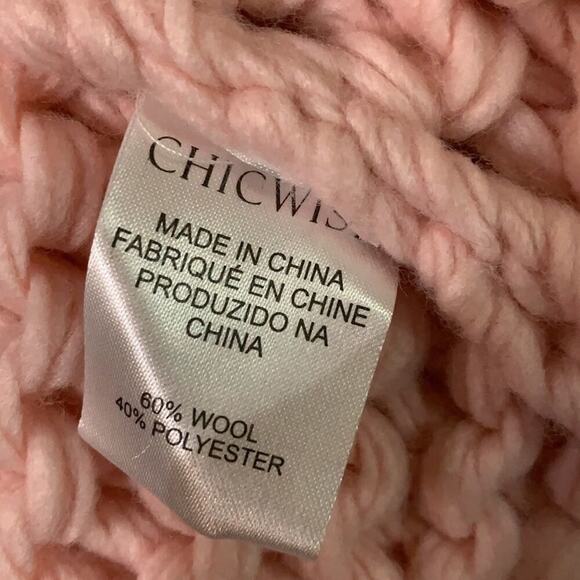 NWT CHIC WISH PINK OPEN CARDIGAN POM POM SWEATER SIZE L - Picture 4 of 8